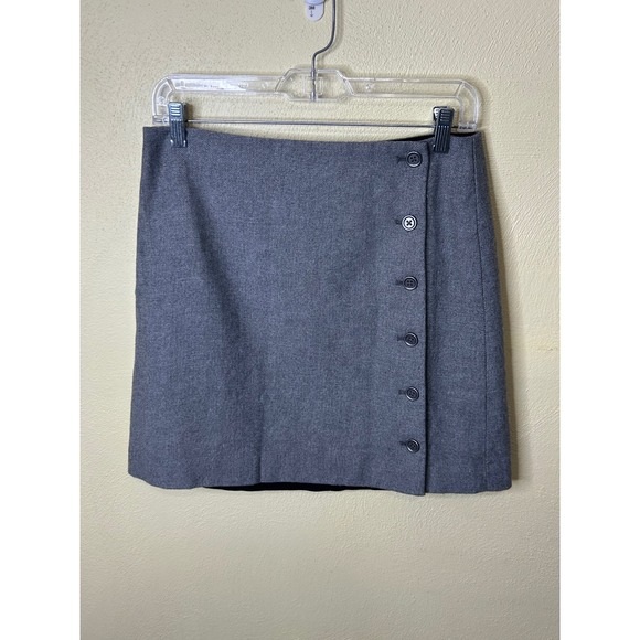 Banana Republic Dresses & Skirts - Banana Republic Gray Wool Blend Side Button Mini Skirt Size 4 Tailored‎ A-Line